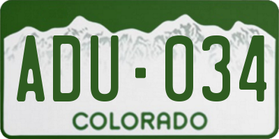 CO license plate ADU034