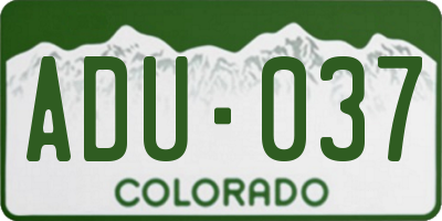 CO license plate ADU037
