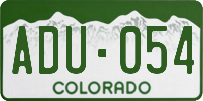 CO license plate ADU054