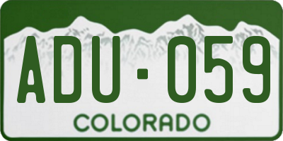 CO license plate ADU059