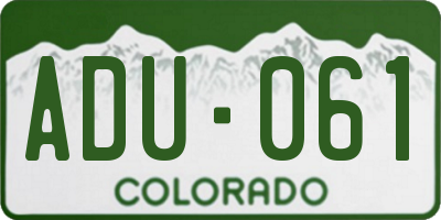 CO license plate ADU061