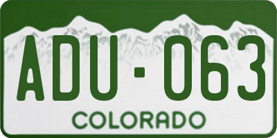 CO license plate ADU063