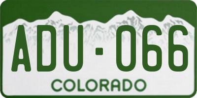 CO license plate ADU066