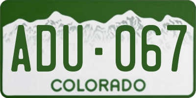 CO license plate ADU067