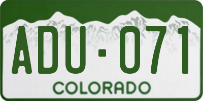 CO license plate ADU071