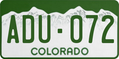 CO license plate ADU072