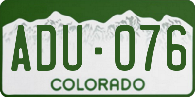 CO license plate ADU076