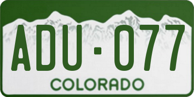 CO license plate ADU077