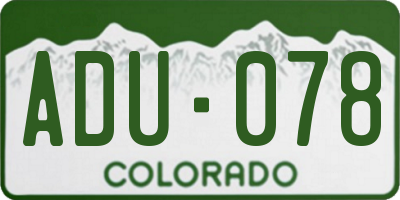 CO license plate ADU078