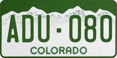 CO license plate ADU080