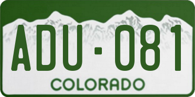 CO license plate ADU081
