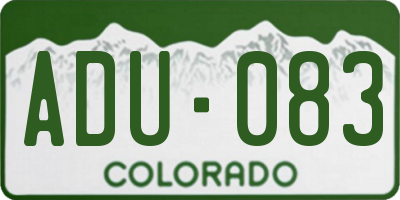 CO license plate ADU083