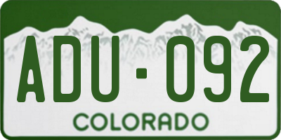 CO license plate ADU092