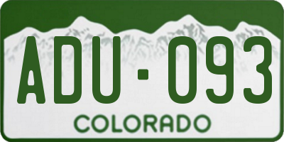 CO license plate ADU093