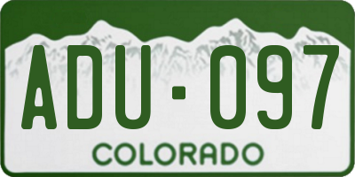 CO license plate ADU097