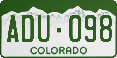CO license plate ADU098