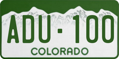 CO license plate ADU100