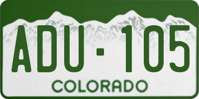 CO license plate ADU105