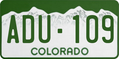 CO license plate ADU109