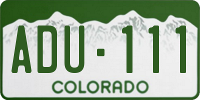 CO license plate ADU111