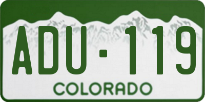 CO license plate ADU119