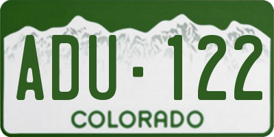 CO license plate ADU122