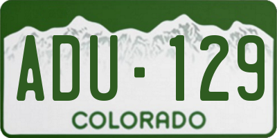 CO license plate ADU129