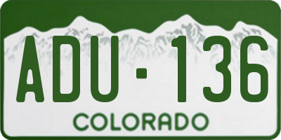 CO license plate ADU136