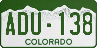 CO license plate ADU138