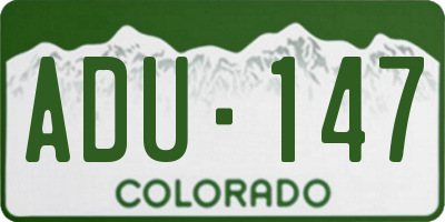 CO license plate ADU147