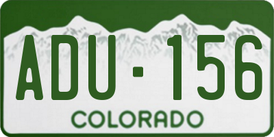 CO license plate ADU156