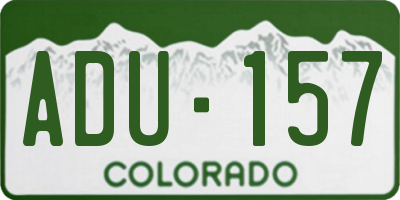 CO license plate ADU157