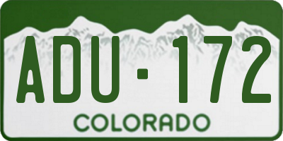 CO license plate ADU172
