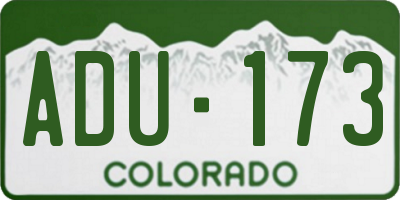 CO license plate ADU173