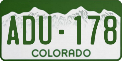 CO license plate ADU178