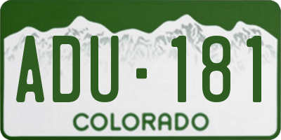 CO license plate ADU181