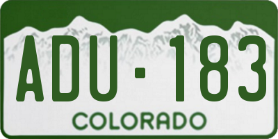 CO license plate ADU183
