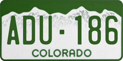 CO license plate ADU186