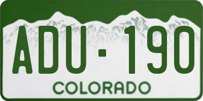 CO license plate ADU190