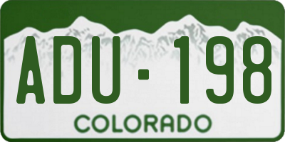 CO license plate ADU198