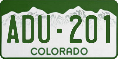 CO license plate ADU201