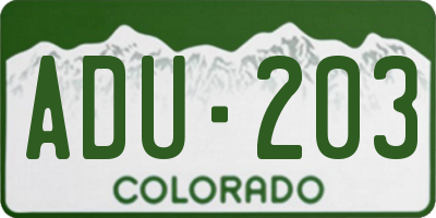 CO license plate ADU203