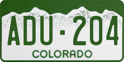 CO license plate ADU204