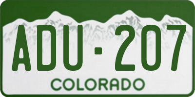 CO license plate ADU207