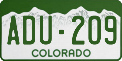 CO license plate ADU209