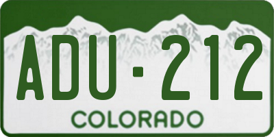 CO license plate ADU212