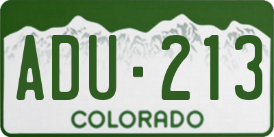 CO license plate ADU213