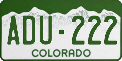 CO license plate ADU222
