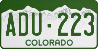 CO license plate ADU223