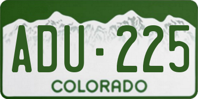 CO license plate ADU225